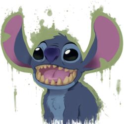  1:1 2023 alien ambiguous_gender black_eyes blue_body blue_fur blue_nose chest_tuft digital_media_(artwork) disney experiment_(lilo_and_stitch) fur happy head_tuft hi_res lilo_and_stitch lowfire3 male_(lore) notched_ear open_mouth open_smile sharp_teeth simple_background smile solo stitch_(lilo_and_stitch) teeth tuft white_background 