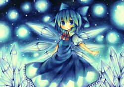  blue blue_eyes blue_hair cirno short_hair snow touhou wings wiriam07 