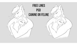  anthro canid canine digital_media_(artwork) felid feline female hug kaviki letterbox love male mammal monochrome 