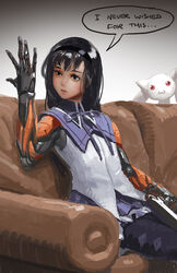  :3 akemi_homura akemi_homura_(magical_girl) amputee bad_id black_hair couch crossover cyborg deus_ex deus_ex:_human_revolution doyora english_text female flat_chest gun hairband handgun i_never_asked_for_this kyuubee long_hair magical_girl mahou_shoujo_madoka_magica mahou_shoujo_madoka_magica_(anime) mechanical_arms meme pantyhose photoshop_(medium) sitting solo_focus speech_bubble weapon 