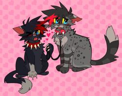  2022 alternative_fashion ashfur_(warriors) bondage collar domestic_cat duo emo fangs felid feline felis feral male mammal petplay roleplay scourge_(warriors) smile tail teeth warriors_(book_series) wastepaw 