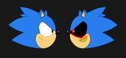  anthro blue_body blue_fur classic_sonic classic_sonic_(universe) creepy creepypasta demonic digital_media_(artwork) disembodied_head duo eulipotyphlan eye_contact fur hedgehog hi_res looking_at_another male mammal nightmare_fuel red_eyes sega simple_background sonic.exe sonic.exe_(creepypasta) sonic_the_hedgehog sonic_the_hedgehog_(series) unknown_artist 