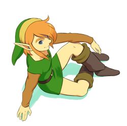  1boy a_link_to_the_past blue_eyes boots elf hat link looking_at_viewer male male_focus nintendo no_pants orange_hair pointy_ears shiwashiwa_no_kinchakubukuru solo the_legend_of_zelda the_legend_of_zelda:_a_link_to_the_past 