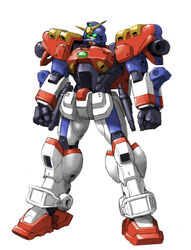  aniki_gunsou clenched_hands commentary_request g_gundam gundam gundam_maxter helmet highres machinery mecha no_humans robot simple_background standing white_background 