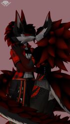  3d_(artwork) 4k 9:16 absurd_res anthro ass blender_(artwork) breast_grab breasts brother_(lore) brother_and_sister_(lore) canid canid_demon canine closed_eyes demon detailed_background digital_media_(artwork) duo eyeliner female freckled_arms freckled_breasts freckled_butt freckled_chest freckled_face freckled_legs freckled_shoulders freckled_thighs freckles hand_on_breast hand_on_hip hand_on_shoulder hellhound hi_res highlights_(coloring) hound_(hound_helldan) hound_helldan hug hybrid jessika_(hound_helldan) kissing makeup male male/female mammal markings medium_breasts mythological_canine mythological_creature mythology novabeast red_eyeliner red_eyes red_highlights sibling_(lore) sister_(lore) tail twins_(lore) watermark whiskers 