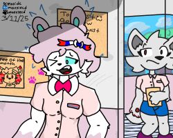  animal_humanoid anthro black_hair blue_eyes bow_ribbon cat_humanoid cloth duo ears_up eeveelution felid felid_humanoid feline feline_humanoid female female/female gender_transformation generation_6_pokemon hair hi_res humanoid male male/female male/male mammal mammal_humanoid moxxiecd nintendo pink_hair pokemon pokemon_(species) sylveon tail transformation transformation_sequence 