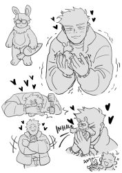  :3 alternate_species anthro blush bottomwear canon_couple carrot clothed clothing digital_media_(artwork) duo english_text extreme_size_difference eyewear food fully_clothed fur furrification glasses hair hi_res human interspecies jonathan_sims lagomorph leporid male male/male mammal martin_blackwood micro plant rabbit size_difference starfleetrambo tail text the_magnus_archives topwear vegetable 