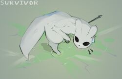  ambiguous_gender feral finpalisade gear glistening glistening_body hi_res melee_weapon polearm rain_world slugcat solo spear surprised survivor_(rain_world) videocult water weapon 