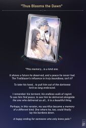  1boy absurdres alternate_costume antenna_hair arm_around_waist bare_shoulders black_bow black_bowtie black_vest blue_eyes bow bowtie breasts bridal_gauntlets bridal_veil bride closed_mouth collared_shirt commentary couple dress dress_flower earrings english_commentary english_text falling_petals female flower grey_hair groom hand_on_another&#039;s_back hand_on_another&#039;s_chest highres holding_hands honkai:_star_rail honkai_(series) jacket jewelry light_cone_(honkai:_star_rail) light_smile long_hair looking_at_another medium_breasts moonimu_art neck_tattoo outdoors pearl_earrings petals phainon_(honkai:_star_rail) ring shirt short_hair stelle_(honkai:_star_rail) straight strapless strapless_dress sunrise tattoo trailblazer_(honkai:_star_rail) upper_body veil vest wedding_dress wedding_ring white_dress white_jacket white_shirt yellow_eyes 