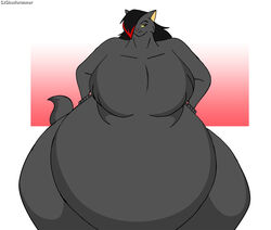  aeris_daineko anthro chrisandcompany domestic_cat felid feline felis female hair macro mammal overweight overweight_anthro overweight_female solo 