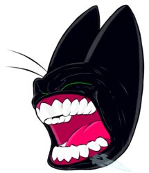  anthro black_body black_fur bodily_fluids cartoon_network closed_eyes domestic_cat felid feline felis fur hi_res let&#039;s_fucking_go male mammal mao_mao:_heroes_of_pure_heart meme open_mouth saliva sheriff_mao_mao_mao simple_background solo teeth tongue white_background zackie32b 