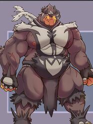  2019 anthro barazoku bear belly big_muscles biped black_body digital_media_(artwork) fist front_view generation_8_pokemon hi_res humphrey_the_urshifu kemono legendary_pokemon male mammal martial_arts_uniform musclegut muscular muscular_anthro muscular_male nintendo nipples pecs pokemon pokemon_(species) solo sportswear standing steen thick_thighs urshifu wide_stance 