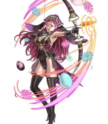  animal_ears armpits arrow_(projectile) black_gloves black_leotard black_thighhighs boots bow_(weapon) breasts cleavage covered_navel earrings egg elbow_gloves fake_animal_ears female fire_emblem fire_emblem_heroes flower full_body gloves hair_ornament high_heel_boots high_heels highleg highleg_leotard highres holding holding_bow_(weapon) holding_weapon jewelry kusakihara_toshiyuki large_breasts leotard loki_(fire_emblem) loki_(spring)_(fire_emblem) long_hair official_art one_eye_closed open_mouth parted_bangs petals purple_eyes purple_hair rabbit_ears rabbit_tail sleeveless smile solo standing tail thigh_boots thighhighs transparent_background weapon 