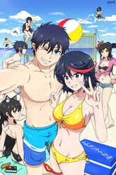  4boys 4girls absurdres akame_(akame_ga_kill!) akame_ga_kill! animal_ears ao_no_exorcist bandaged_arm bandages beach bikini black_eyes black_hair blake_belladonna blue_eyes blue_sky blush breasts cat_ears cleavage cloud commentary crossover day double_v frilled_bikini frills grey_eyes grin hiei_(yu_yu_hakusho) highres jojo_no_kimyou_na_bouken kill_la_kill kujo_jotaro long_hair looking_at_viewer matoi_ryuuko medium_breasts multicolored_hair multiple_boys multiple_girls naruto_(series) naruto_shippuuden navel ocean official_alternate_costume okumura_rin open_mouth outdoors pale_skin pointy_ears ponytail reaching reaching_towards_viewer red_eyes red_hair reyfearspsychosis rwby sand selfie senketsu_(scarf) short_hair side-tie_bikini_bottom sky smile spiked_hair stardust_crusaders streaked_hair swimsuit tales_of_(series) tales_of_berseria tattoo uchiha_sasuke v velvet_crowe velvet_crowe_(summer_swimwear) very_long_hair very_short_hair water white_bikini yellow_eyes yu_yu_hakusho 