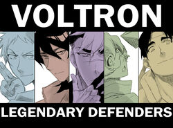  4boys bandana catgirl0926 commentary_request copyright_name covered_mouth female flipped_hair glasses hunk_(voltron) keith_(voltron) kubo_tite_(style) lance_(voltron) multiple_boys pidge_gunderson reverse_trap salute scar short_hair simple_background smile split_screen takashi_shirogane two-finger_salute voltron:_legendary_defender voltron_(series) zipper 