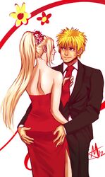  blonde_hair dress ino_yamanaka naruto naruto_(series) no_background starchii suits uzumaki_naruto 