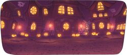  building cobblestone commentary daniel_renard door english_commentary fence gibbet halloween in-universe_location jack-o&#039;-lantern lamppost monster no_humans pumpkin purple_sky ragnarok_online scenery skull sky tree 