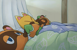  2020 animal_crossing anthro bed bedding blanket brother_(lore) brothers_(lore) brown_body brown_fur canid canine chibi closed_eyes clothing crazy_redd fox fur furniture group hat headgear headwear hi_res magictukai_aaaa male male_anthro mammal nephew_(lore) nintendo pillow raccoon_dog sibling_(lore) tanuki timmy_nook tom_nook_(animal_crossing) tommy_nook twins_(lore) uncle_(lore) uncle_and_nephew_(lore) 