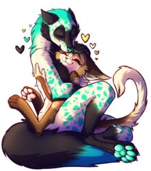  absurd_res alpha_channel anthro canid canine canis cuddling duo female female/female heart_symbol hi_res mammal nezzy! nurah wolf 