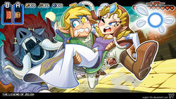  beast_ganon blonde_hair blush brown_hair claws dress dust eyebrows eyebrows_visible_through_hair eyelashes fairy female ganon hand_on_head highres holding link looking_back male male/female master_sword navi nintendo pig_snout princess_zelda pure1water red_hair royalty running scared sharp_teeth snout speed_lines spit star-shaped_pupils sun the_legend_of_zelda the_legend_of_zelda:_twilight_princess tiara tongue triforce tunic tusks twilight_princess user_interface 