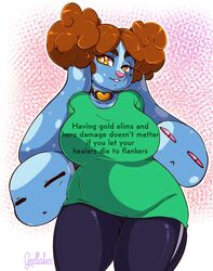  2019 amber_eyes anthro big_breasts breasts brown_hair choker clothed clothing curvy_figure digital_media_(artwork) english_text female fully_clothed geeflakes geeflakes_(character) hair hands_behind_back hi_res jewelry lagomorph leporid looking_at_viewer mammal monster necklace pink_nose rabbit sentient_ears signature solo text thick_thighs voluptuous 