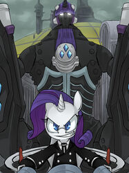  better_version_at_source blue_eyes clothed clothing cockpit crossover digital_media_(artwork) equid equine eyelashes female feral friendship_is_magic fur gloves grin hair handwear hasbro hi_res horn horse looking_at_viewer machine mammal my_little_pony mythological_creature mythological_equine mythology necktie pony purple_hair rarity_(mlp) robot smile suit teeth the_big_o topwear uc77 unicorn 