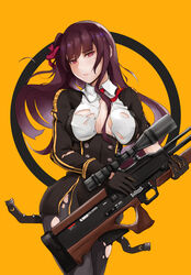  bad_id bad_pixiv_id black_gloves black_pantyhose bullpup commentary_request female girls&#039;_frontline gloves gun highres holding holding_gun holding_weapon jacket long_hair looking_at_viewer md5_mismatch necktie noir_(4chan) one_side_up pantyhose purple_eyes purple_hair resolution_mismatch rifle sniper_rifle solo source_larger torn_clothes torn_pantyhose wa2000_(girls&#039;_frontline) walther walther_wa_2000 weapon 