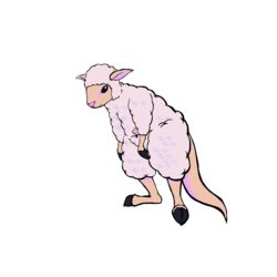  1:1 absurd_res alpha_channel ambiguous_gender biohound biped bovid caprine cloven_hooves digital_media_(artwork) duo fur hi_res hooves hybrid kangaroo kangaroo_tail macropod mammal marsupial pink_nose sheep simple_background sticker transparent_background wool_(fur) worldbuilding 