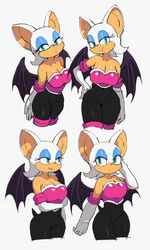  3:5 anthro bat bat_wings breasts cleavage clothed clothing collarbone eyelashes eyeshadow female fur gloves handwear hi_res lips makeup mammal membrane_(anatomy) membranous_wings multiple_images navel pink_lips portrait rouge_the_bat sega simple_background smile solo sonic_the_hedgehog_(series) teal_eyes thick_thighs three-quarter_portrait tight_clothing unitard white_background white_body white_fur wide_hips wings yuta_agc 