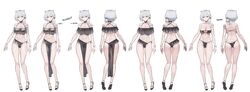  absurdres animal_ears bangs bare_shoulders bikini bikini_skirt black_bikini black_choker black_footwear blue_eyes braid breasts choker cleavage expressionless female full_body girls_frontline green_scrunchie grey_hair groin hair_between_eyes hair_ornament hair_scrunchie highres ksvk_(girls_frontline) large_breasts long_hair looking_at_viewer mechanical_arm navel pandea_work pelvic_curtain robot_joints sandals scrunchie side-tie_bikini stomach swimsuit thighs wet 