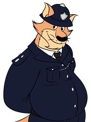  2023 3:4 absurd_res anilover16 anthro belly big_belly black_nose brok_the_investigator brown_body clothing cowcat_games hat headgear headwear hi_res kangaroo macropod male mammal marsupial overweight overweight_male police police_uniform shirt simple_background sin_silver solo topwear uniform white_background 