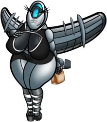  2023 absurd_res aircraft alpha_channel anthro big_breasts biped black_clothing blue_body bottomwear breasts claws clothed clothing dark_body dark_wings digital_drawing_(artwork) digital_media_(artwork) eyelashes female grey_body grey_clothing grey_wings hi_res holding_object huge_hips huge_thighs legwear living_aircraft living_machine living_vehicle lizzyglizzy looking_at_viewer machine multicolored_body simple_background smile solo thick_eyelashes thick_thighs topwear transparent_background two_tone_body two_tone_wings vehicle watermark white_clothing wide_hips wings yellow_eyes 