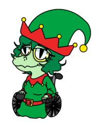  alpha_channel animated anthro baryonyx breasts cavemanon_studios christmas colored dinosaur elf_costume elf_hat extinct female freckles garavakarian green_body green_hair green_scales grey_eyes hair hand_puppet hi_res holidays i_wani_hug_that_gator narrowed_eyes olivia_halford prehistoric_species pupils puppet reptile scales scalie short_playtime simple_background sitting slit_pupils smile snout solo spinosaurid theropod transparent_background vehicle wheelchair yellow_sclera 