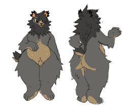  2022 4_nipples ambiguous_gender anthro ass bear belly belly_nipples biped black_eyes black_nose brown_belly brown_body brown_butt brown_face brown_feet brown_fur digital_media_(artwork) ear_tuft feet female front_view full-length_portrait fur grey_body grey_fur grey_mane hi_res leg_tuft mammal mane model_sheet multi_nipple multicolored_body multicolored_fur nipples orange_inner_ear orange_sclera portrait rear_view scut_tail short_tail simple_background slightly_chubby solo standing tail thorn_paw three-quarter_view tuft two_tone_body two_tone_fur unfinished white_background 