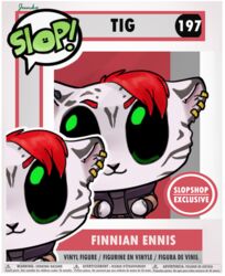  alpha_channel anthro big_eyes border ear_piercing english_text felid finnian_ennis funko fur green_eyes hair lostwisdom mammal pantherine piercing red_hair striped_body striped_fur stripes text tiger transparent_border white_body white_fur 