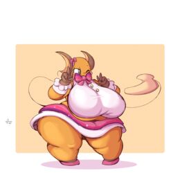  1:1 2023 accessory alternative_fashion anthro big_breasts black_nose border bottomwear bow_(feature) bow_ribbon bow_tie breasts brown_ears brown_sclera clothing colored curvy_figure decorated_bow digital_media_(artwork) dwarfism fan_character female footwear generation_1_pokemon gesture hair_accessory hair_ribbon hairbow hand_gesture hi_res high_heels huge_breasts j-fashion japanese_idol lightmizano long_tail looking_at_viewer mammal mature_female mouse murid murine nintendo one_eye_closed open_mouth orange_inner_ear pink_bottomwear pink_bow pink_clothing pink_footwear pink_high_heels pink_shoes pink_skirt pokemon pokemon_(species) raichu ribbons rodent shaded shirt shoes short_stack signature simple_background skirt smile solo sparkles sparkling_bow sparkling_bow_tie sparkling_clothing sparkling_skirt tail tan_background tan_tail thick_thighs tight_clothing topwear v_sign voluptuous voluptuous_female white_border white_clothing white_eyes white_shirt white_topwear wide_hips wink winking_at_viewer 