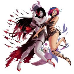  1boy apple battle_damage bident black_dress black_hair black_lips black_nails blue_eyes breasts carrot colored_skin cornucopia crossdressing crossdressing_(mtf) dress elbow_gloves fake_horns female fingernails fire_emblem fire_emblem_heroes food frown fruit full_body gloves grapes greek_mythology grey_skin hades_(wanderjegson) hair_over_one_eye hand_up helmet high_heels holding holding_polearm holding_weapon horned_helmet horns husband_and_wife large_breasts laurel_crown lipstick long_hair makeup mole mole_on_breast multicolored_hair multiple_moles nail_polish navel original parody persephone_(wanderjegson) pink_hair plunging_neckline polearm purple_hair red_hair red_shoes sharp_teeth shoes short_dress short_hair side_slit skull-shaped_hat skull_belt skull_on_head sleeveless sleeveless_dress smile teeth torn_clothes torn_dress torn_gloves trap two-tone_hair underboob v-shaped_eyebrows wanderjegson weapon 