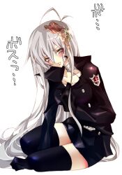  ahoge bandage bandages blush blush grey_eyes grey_hair katekyo_hitman_reborn katekyo_hitman_reborn! katekyou_hitman_reborn long_hair reborn rule_63 rule_63 silver_hair squalo superbi_squalo thigh_highs thighhighs white_hair 