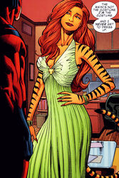  avengers_academy breasts cleavage comic dialogue dress green_dress greer_grant hank_pym jeromy_cox marvel official_art scott_hanna tigra 