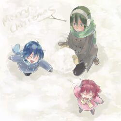  earmuffs gundam gundam_00 jo_(artist) johann_trinity lolicon michael_trinity nena_trinity siblings snow snowball younger 