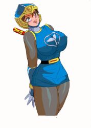  belt breasts erect_nipples gloves highres hurricane_blue large_breasts ninja ninpuu_sentai_hurricanger nono_nanami smile super_sentai sword weapon 