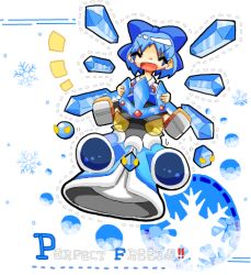  &acirc;&lsquo;&uml; 1boy ? ^_^ blue blue_hair circle cirno closed_eyes crossover crown crystal crystal_bits crystal_king cube fairy female ice nintendo no_humans paper_mario robe snow super_mario_bros. touhou triangle yellow_eyes 