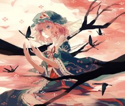  bad_id bad_pixiv_id bug butterfly cherry_blossoms clea_(geee13) female ghost hat japanese_clothes kimono obi petals photoshop_(medium) pink_eyes pink_hair saigyouji_yuyuko sash solo touhou triangular_headpiece 