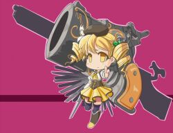  alternate_weapon bad_id bad_pixiv_id beret blonde_hair blush boots cannon chibi commentary_request corset detached_sleeves drill_hair female finger_gun full_body grey_thighhighs gun hair_bobbles hair_ornament hat huge_weapon magical_girl magical_musket mahou_shoujo_madoka_magica mahou_shoujo_madoka_magica_(anime) pleated_skirt puffy_sleeves ribbon rifle simple_background skirt smile solo soramiruku standing standing_on_one_leg thighhighs tiro_finale tomoe_mami tomoe_mami_(magical_girl) twin_drills twintails weapon yellow_eyes zettai_ryouiki 