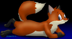  2007 ambiguous_gender blue_eyes canid canine caribbean_fox fox gradient_background looking_at_viewer mammal nude red_fox simple_background solo true_fox 