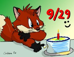  2007 birthday_cake blue_eyes cake candle canid canine caribbean_fox dessert food fox mammal nude red_fox true_fox 