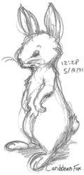  1991 ambiguous_gender caribbean_fox feral lagomorph leporid low_res mammal monochrome nude rabbit solo 