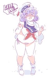  blush cosplay english fat female female full_body ghostbusters letty_whiterock md5_mismatch mitsumoto_jouji open_mouth solo standing stay_puft stay_puft_(cosplay) tears touhou trembling 