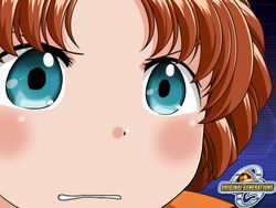  brown_hair close-up female green_eyes gununu_(meme) meme solo super_robot_wars super_robot_wars_original_generation tsugumi_takakura 