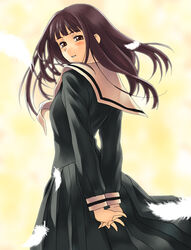  artist_request black_hair feathers female kubo_shiori long_hair maria-sama_ga_miteru school_uniform solo 